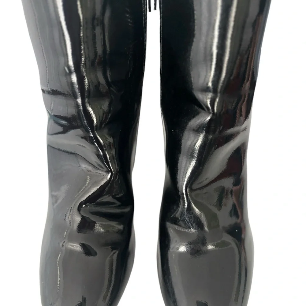 Rouge Helium Black Patent Leather Ankle Boot Vintage Y2K Boho SZ 9/39 Women‎